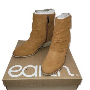 NWT Earth Savvy Block Heel Ruched Casual Booties Medium Brown Women's Size 9M